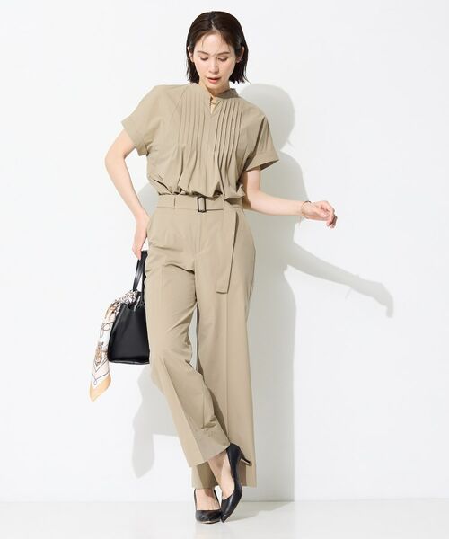 INDIVI / インディヴィ パンツ | 【撥水／UVケア／SETUP可能】軽量ベルト付ワイドストレートパンツ | 詳細9