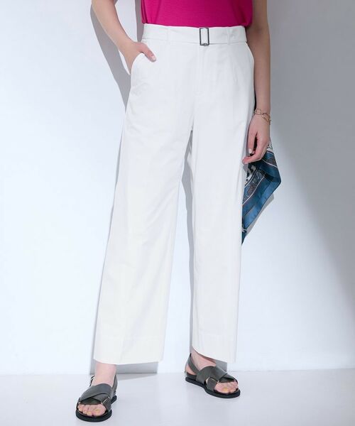 INDIVI / インディヴィ パンツ | 【撥水／UVケア／SETUP可能】軽量ベルト付ワイドストレートパンツ（ホワイト(001)）