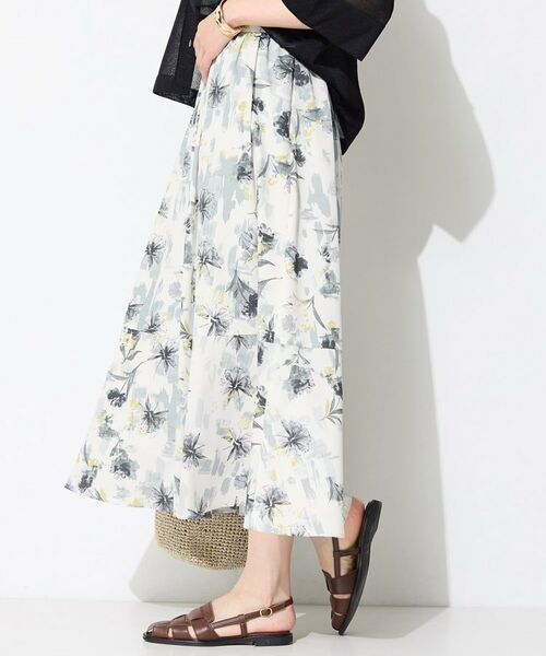 INDIVI / インディヴィ ロング・マキシ丈スカート | 【洗える／SETUP可能】アートフラワープリントスカート | 詳細1