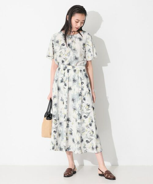 INDIVI / インディヴィ ロング・マキシ丈スカート | 【洗える／SETUP可能】アートフラワープリントスカート | 詳細3