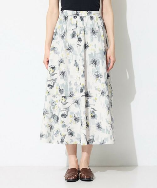 INDIVI / インディヴィ ロング・マキシ丈スカート | 【洗える／SETUP可能】アートフラワープリントスカート | 詳細9