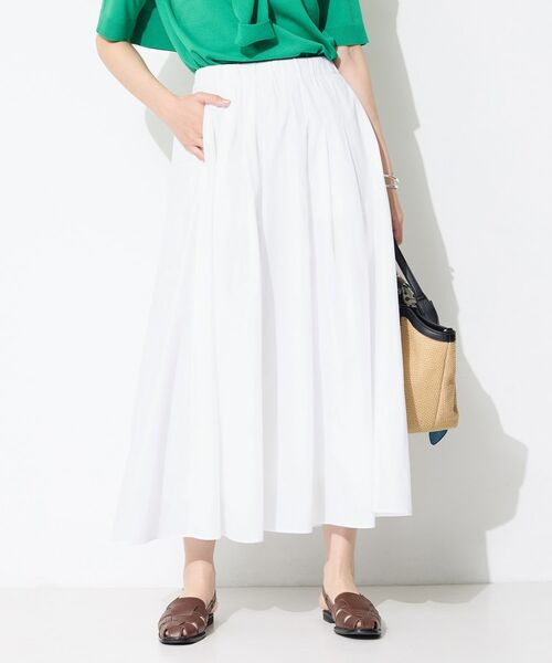 INDIVI / インディヴィ ロング・マキシ丈スカート | 【撥水／UVケア／SETUP可能】軽量マキシ丈タックスカート（ホワイト(001)）