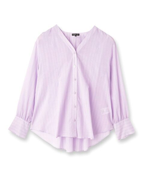 INDIVI / インディヴィ シャツ・ブラウス | 【洗える／軽やか】無地＆ストライプ柄 切替タックブラウス | 詳細1