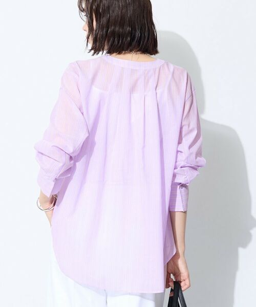 INDIVI / インディヴィ シャツ・ブラウス | 【洗える／軽やか】無地＆ストライプ柄 切替タックブラウス | 詳細11
