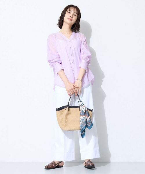 INDIVI / インディヴィ シャツ・ブラウス | 【洗える／軽やか】無地＆ストライプ柄 切替タックブラウス | 詳細12