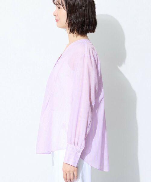 INDIVI / インディヴィ シャツ・ブラウス | 【洗える／軽やか】無地＆ストライプ柄 切替タックブラウス | 詳細15