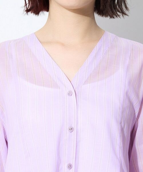 INDIVI / インディヴィ シャツ・ブラウス | 【洗える／軽やか】無地＆ストライプ柄 切替タックブラウス | 詳細17