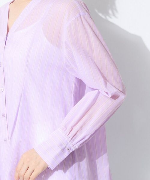 INDIVI / インディヴィ シャツ・ブラウス | 【洗える／軽やか】無地＆ストライプ柄 切替タックブラウス | 詳細18