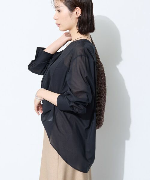 INDIVI / インディヴィ シャツ・ブラウス | 【洗える／軽やか】無地＆ストライプ柄 切替タックブラウス | 詳細2