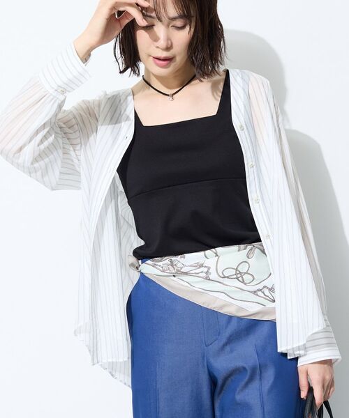 INDIVI / インディヴィ シャツ・ブラウス | 【洗える／軽やか】無地＆ストライプ柄 切替タックブラウス | 詳細6