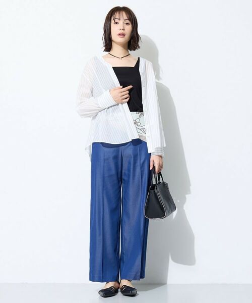 INDIVI / インディヴィ シャツ・ブラウス | 【洗える／軽やか】無地＆ストライプ柄 切替タックブラウス | 詳細8