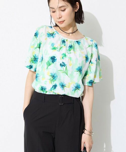 INDIVI / インディヴィ シャツ・ブラウス | 【洗える／SETUP可能】アートフラワープリントブラウス | 詳細5