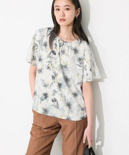 INDIVI / インディヴィ シャツ・ブラウス | 【洗える／SETUP可能】アートフラワープリントブラウス（ブラック(119)）