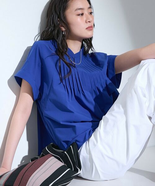 INDIVI / インディヴィ シャツ・ブラウス | 【撥水／UVケア／SETUP可能】軽量タックスキッパーブラウス（ブルー(093)）
