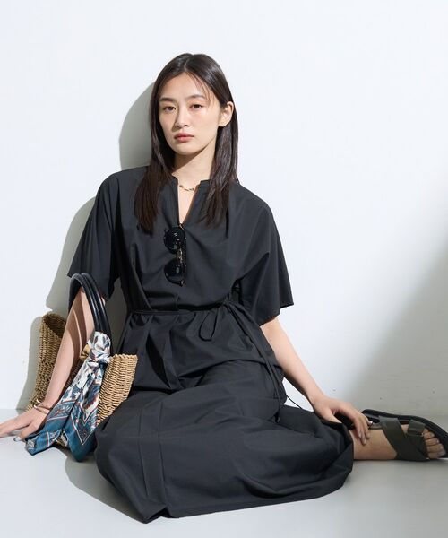 INDIVI / インディヴィ ロング・マキシ丈ワンピース | 【撥水/UVカット】ベルト付きワンピース | 詳細3