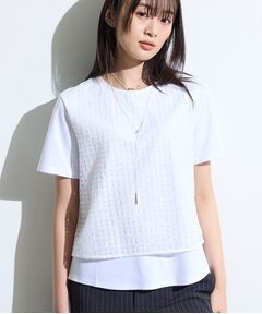 INDIVI / インディヴィ カットソー | 【洗える】レイヤード風レースコンビTシャツ