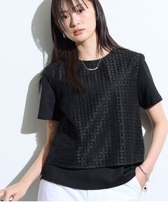 INDIVI / インディヴィ カットソー | 【洗える】レイヤード風レースコンビTシャツ