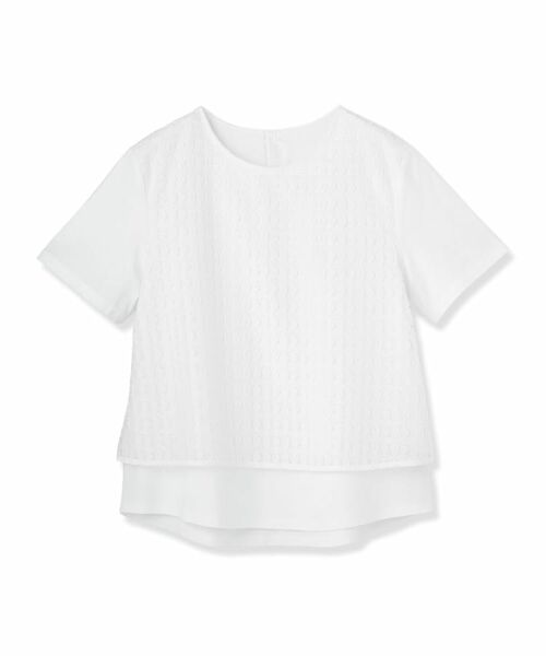 INDIVI / インディヴィ カットソー | 【洗える】レイヤード風レースコンビTシャツ | 詳細1