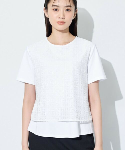 INDIVI / インディヴィ カットソー | 【洗える】レイヤード風レースコンビTシャツ | 詳細10