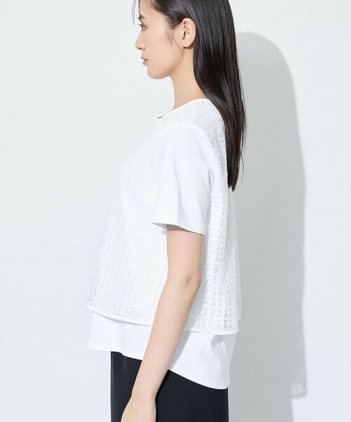 INDIVI / インディヴィ カットソー | 【洗える】レイヤード風レースコンビTシャツ | 詳細11