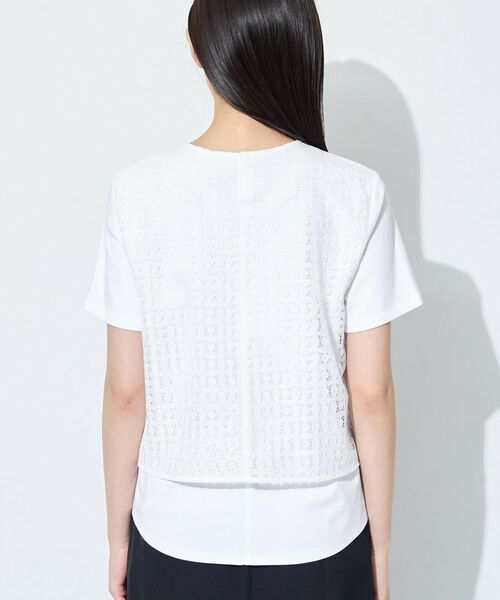 INDIVI / インディヴィ カットソー | 【洗える】レイヤード風レースコンビTシャツ | 詳細12