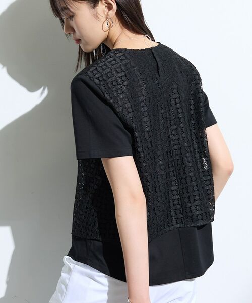 INDIVI / インディヴィ カットソー | 【洗える】レイヤード風レースコンビTシャツ | 詳細2