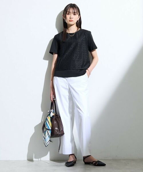 INDIVI / インディヴィ カットソー | 【洗える】レイヤード風レースコンビTシャツ | 詳細3