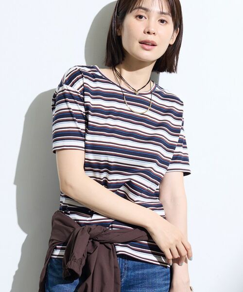 INDIVI / インディヴィ Tシャツ | 【ゆったり／着映え】ボーダーリラクシーTシャツ | 詳細2