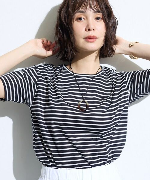 INDIVI / インディヴィ Tシャツ | 【ゆったり／着映え】ボーダーリラクシーTシャツ | 詳細6