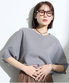 INDIVI / インディヴィ カットソー | 【体型カバー】サッカーチェックドルマントップス