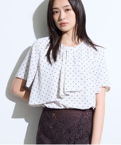 INDIVI / インディヴィ シャツ・ブラウス | 【接触冷感／UVケア】ボウタイ風 幾何学柄ブラウス