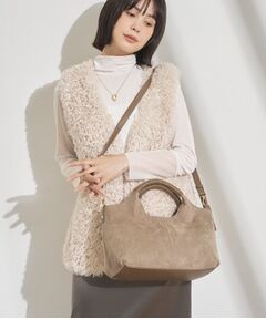 INDIVI / インディヴィ ハンドバッグ | 【合皮／ショルダー付】スエード調ミドルバッグ