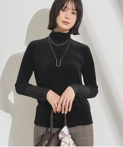 INDIVI / インディヴィ カットソー | 【レイヤード／袖口シアー／日本製】ベロアジャージトップス