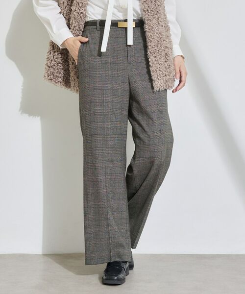 INDIVI / インディヴィ パンツ | 【洗濯機OK/ストレッチ◎】ストレートワイドパンツ(チャコールグレー(214))