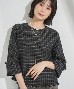 INDIVI / インディヴィ シャツ・ブラウス | 【華やか／1枚でサマになる】上品ツイードブラウス
