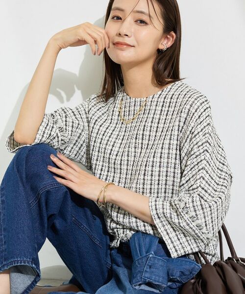 INDIVI / インディヴィ シャツ・ブラウス | 【華やか/1枚でサマになる】上品ツイードブラウス(オフホワイト(403))