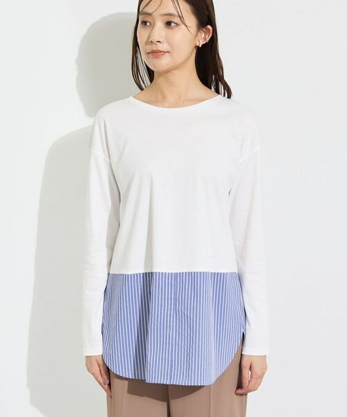 INDIVI / インディヴィ カットソー | 【レイヤードにおすすめ】シャツコンビ ロングTシャツ | 詳細14