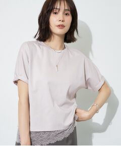 INDIVI / インディヴィ Tシャツ | 【汗ジミ防止／接触冷感】裾レースドルマンTシャツ