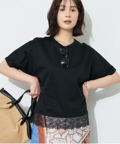 INDIVI / インディヴィ Tシャツ | 【汗ジミ防止／接触冷感】裾レースドルマンTシャツ