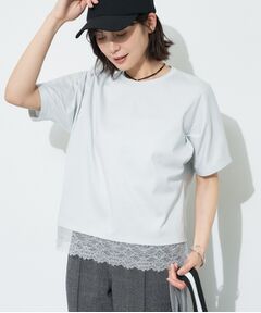 INDIVI / インディヴィ Tシャツ | 【汗ジミ防止／接触冷感】裾レースドルマンTシャツ