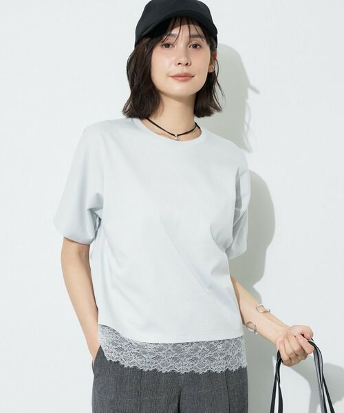INDIVI / インディヴィ Tシャツ | 【汗ジミ防止／接触冷感】裾レースドルマンTシャツ | 詳細14