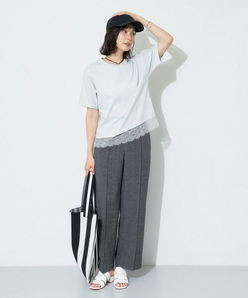 INDIVI / インディヴィ Tシャツ | 【汗ジミ防止／接触冷感】裾レースドルマンTシャツ | 詳細15