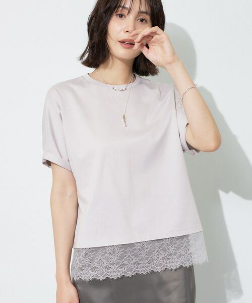 INDIVI / インディヴィ Tシャツ | 【汗ジミ防止／接触冷感】裾レースドルマンTシャツ | 詳細6