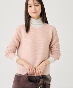 INDIVI / インディヴィ ニット・セーター | 【ウール混／体型カバー】ラメガーター編み Vネックニット