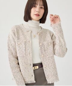 INDIVI / インディヴィ カーディガン・ボレロ | 【華やか／ラメ】ミックスツイード ニットジャケット