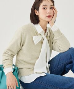 INDIVI / インディヴィ カーディガン・ボレロ | 【繊細な煌めき！】ラメモール クルーネックカーディガン