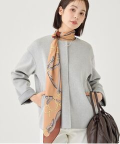 INDIVI / インディヴィ その他アウター | 【ウール混／配色】ショート丈リバー丸首コート