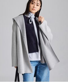 INDIVI / インディヴィ その他アウター | 【ウール混／配色／ゆったり】ミドル丈リバーフーディコート