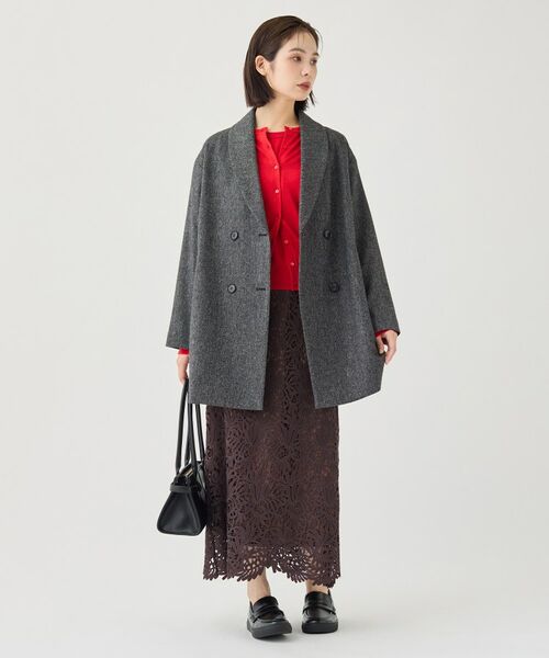 INDIVI / インディヴィ その他アウター | 【顔まわりスッキリ】ショールカラー ミドル丈コート | 詳細7