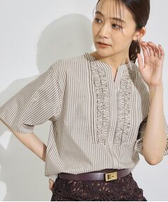INDIVI / インディヴィ シャツ・ブラウス | 【接触冷感／5分袖】フリルタックブラウス
